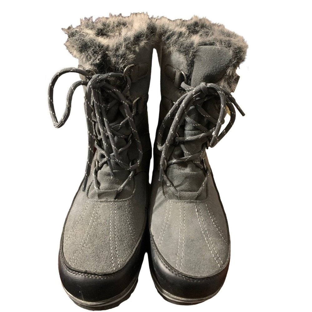 Womens Champion Winter Snow Black Gray Boots, Size 11 - Picture 1 of 4